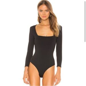 Free People Truth or Square Neck Black Bodysuit Size XSmall